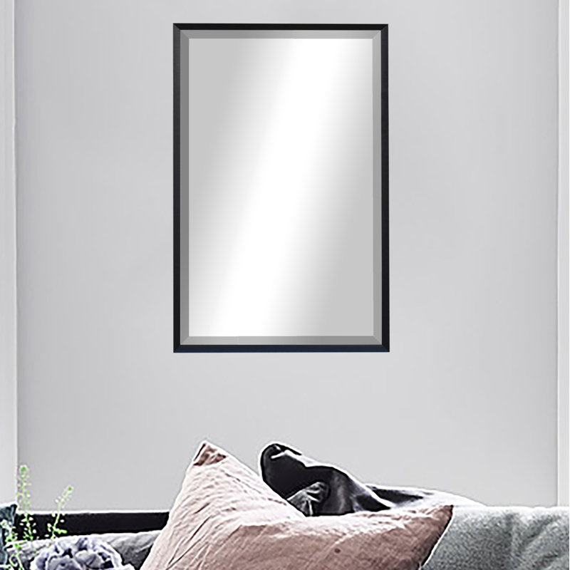 Emiree Metal Flat Wall Mirror, Ebony, 32.5" H x 28.5" W