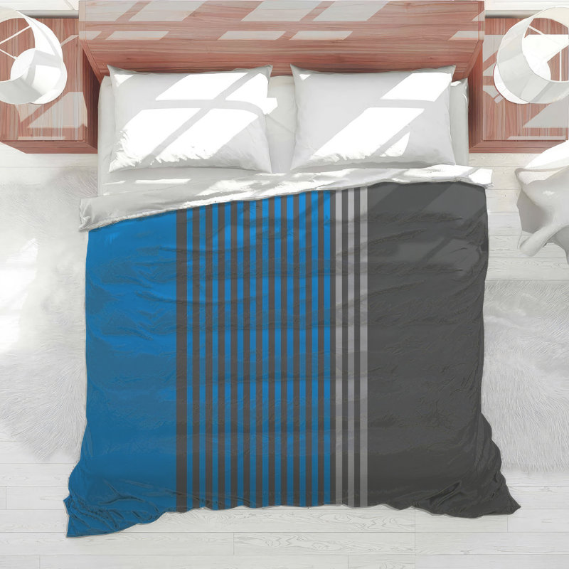 Blue Gray Stripes Comforter, Twin