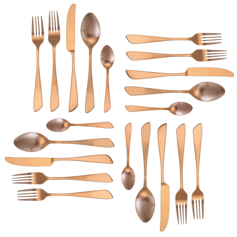 Ensemble de couverts 20 pièces, service pour 4 gibbous, Or rose
