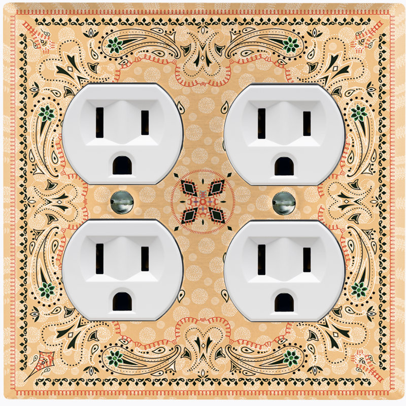 Patterned 2 - Gang Toggle Light Switch Standard Wall Plate, Tan
