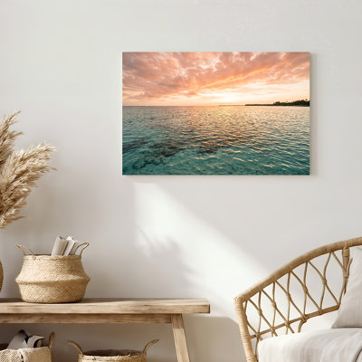 Art mural en toile Gallery Wrap pour le salon, la chambre à coucher, le bureau ou le vestibule - Décoration murale décorative avec coucher de soleil océan