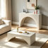 Modern Cream Arch Fluted Console Table & Ribbed Curved Coffee Table Set