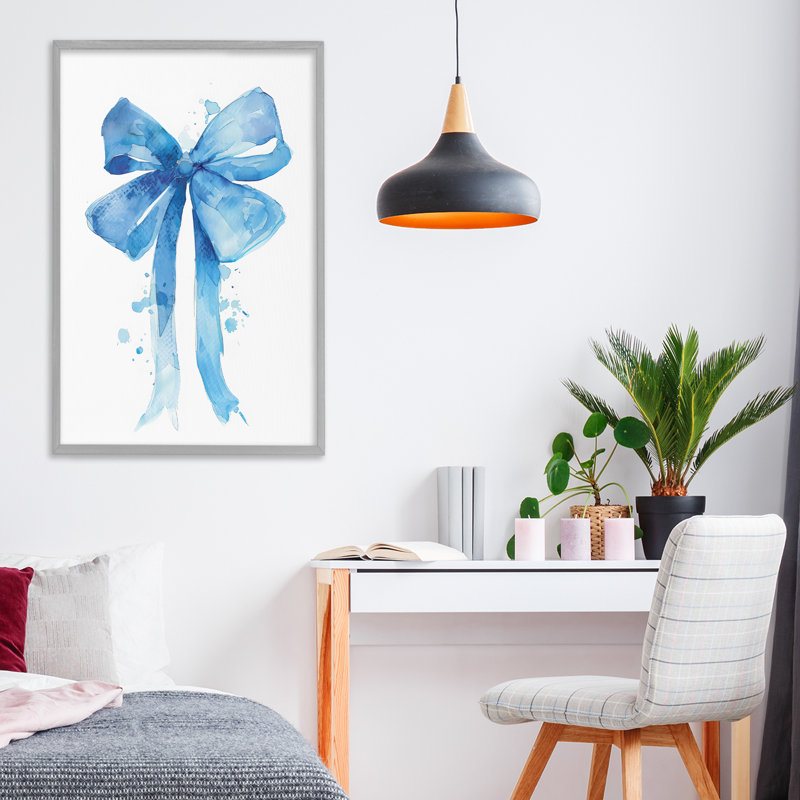 «Blue Watercolor Bow Illustration», giclée par LSR Design Studio, Estampe numérique Farmhouse, H 30 po x l 20 po