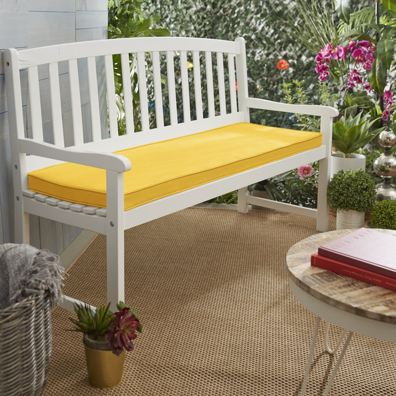 Indoor/Outdoor Sunbrella Seat Cushion, Canvas Sunflower Yellow Sunbrella® Canvas, 2" H x 48" W x 17" D