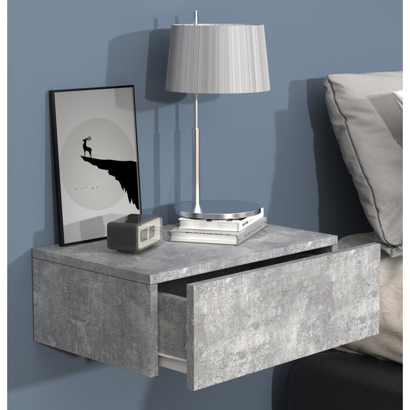 Satender Manufactured Wood Bedside Table, in Grey, 15cm H x 45cm W x 30cm D