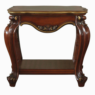 Honey Oak End Table with Bottom Shelf