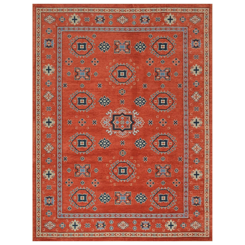 Star Slim Washable Rug, Rectangle 3'11" x 6'1", Cerise