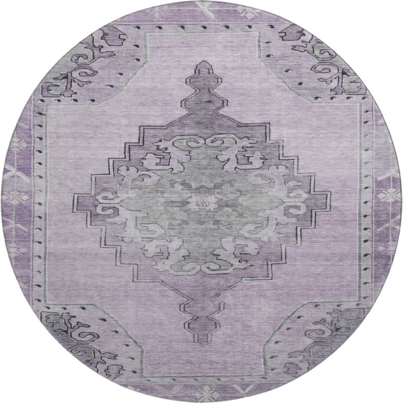 Premium Machine Washable Lubbers AMF1731 Global Rug, Round 8'