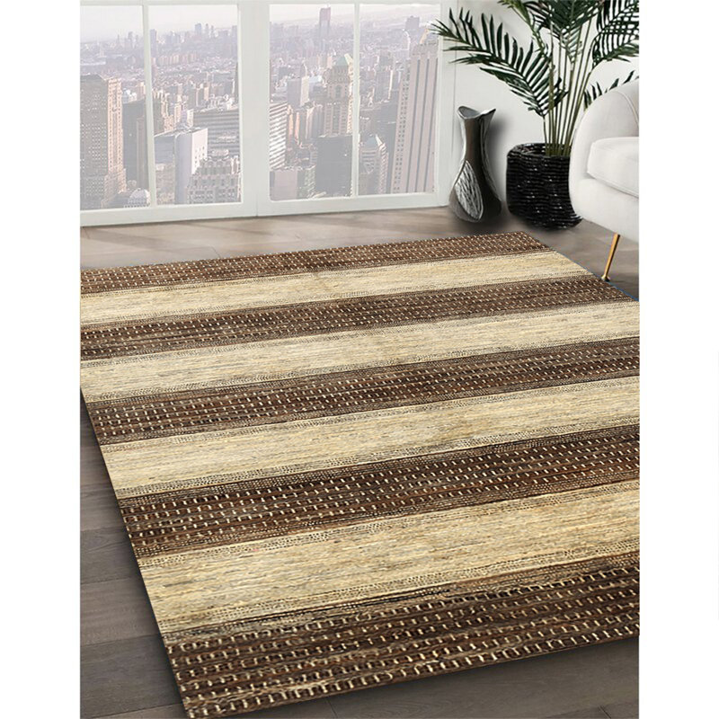 Tapis contemporain brun / gris, Rectangle 8 pi x 10 pi