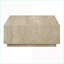 Table basse carrée à dessus fixe en travertin beige, capacité de 70 lb