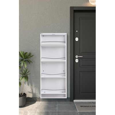 Armoire de rangement murale verrouillable à 4 niveaux pour chaussures, organisateur de chaussures en métal pour vestibule
