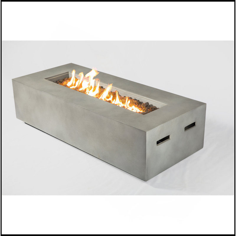 Concrete Propane Outdoor Fire Pit Table, Cream White