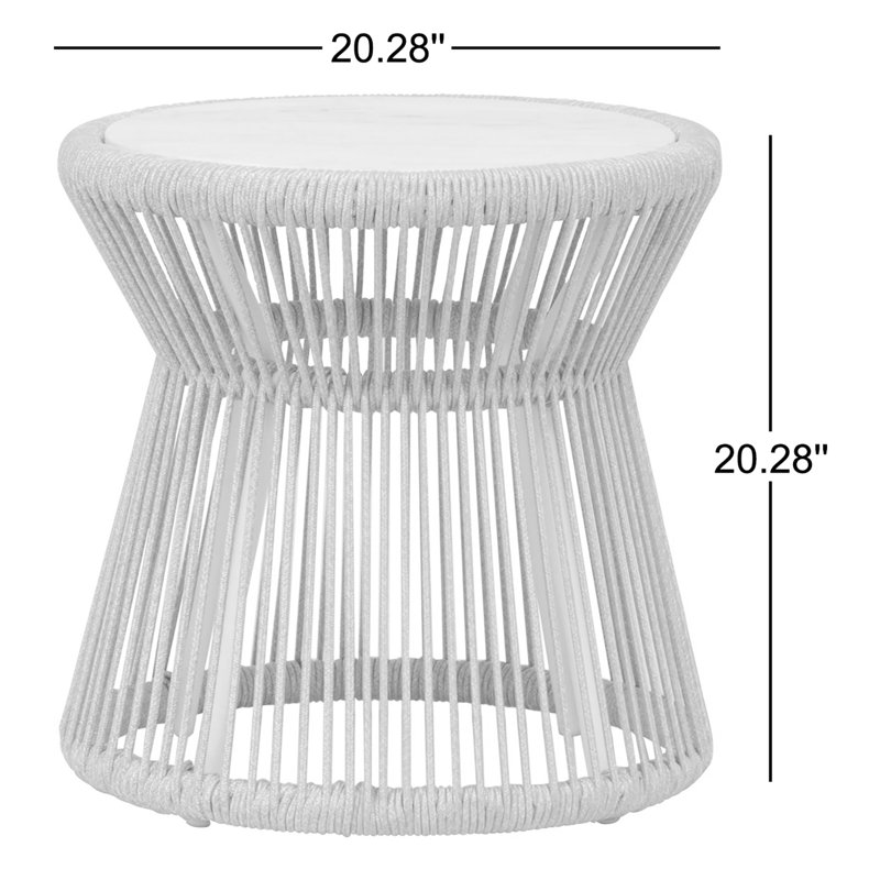 Miami Outdoor Round Side Table, Silver Gray