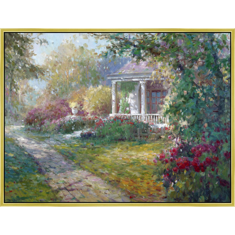 Porch Of Blooming Shadows Print, 26" H x 38" W, Gold