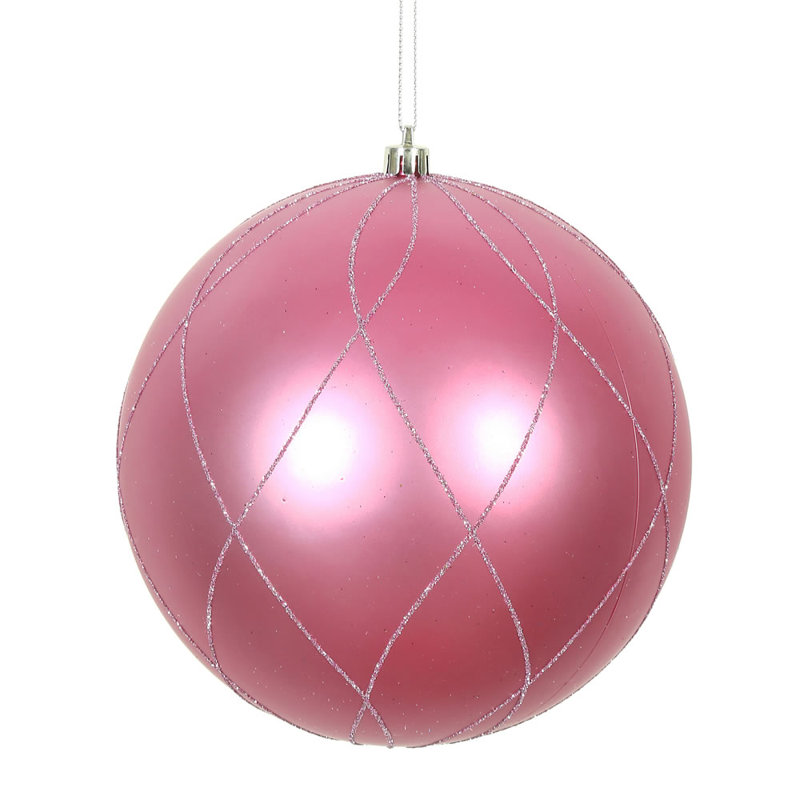 Ornement boule 4 po mat et scintillant, avec capuchons percés et câblés. Livré en 4 / boîte., Mauve