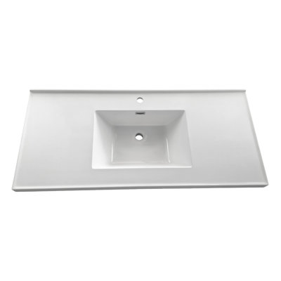 Streamline GT-1272-48 48 in. W x 22 in. D Solid Surface Single Rectangular Sink Bathroom Vanity Top in Glossy White with Integrated Backsplash