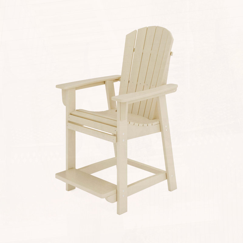 Chaise de comptoir en PEHD de style Adirondack au design ergonomique, Beige