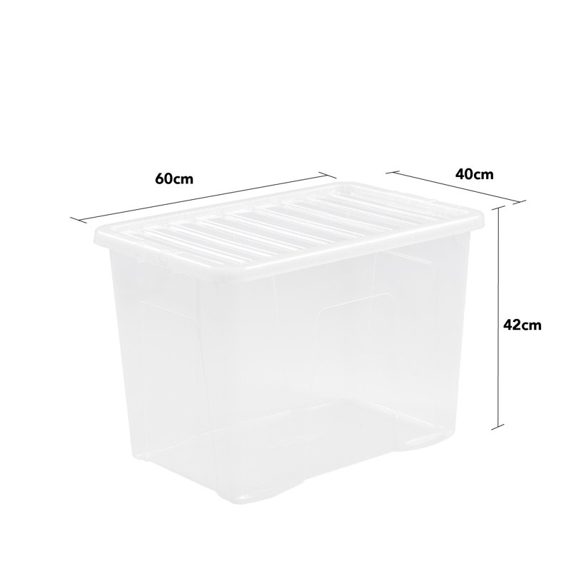 Wham Crystal 80L Plastic Storage Box Pack of 2 Clear, Clear
