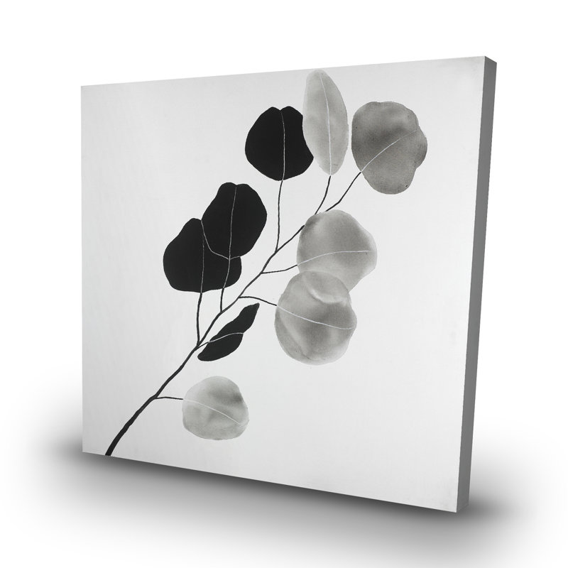 Grayscale branch with round shape leaves - 32"x32" art on canvas