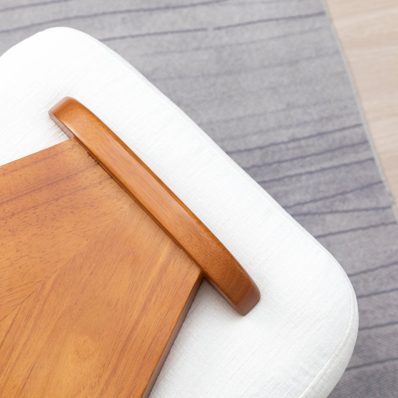 Repose-pieds revêtu de chenille en bois massif, Beige