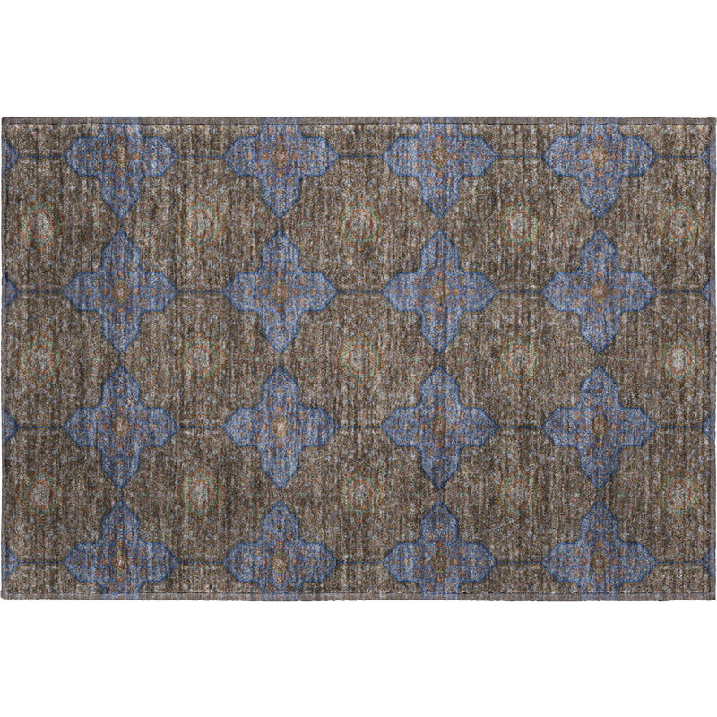 Premium Machine Washable Mayfield AMF2410 Oriental Rug, 1'8" x 2'6", Chocolate