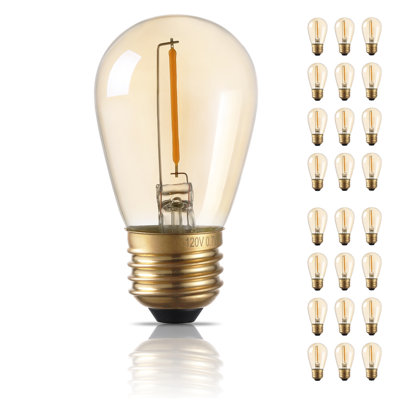 S14 LED Bulb, Amber Warm Glass LED Replacement Bulbs, 2200K Amber Light, 0.7W E26 Base, Non-Dimmable