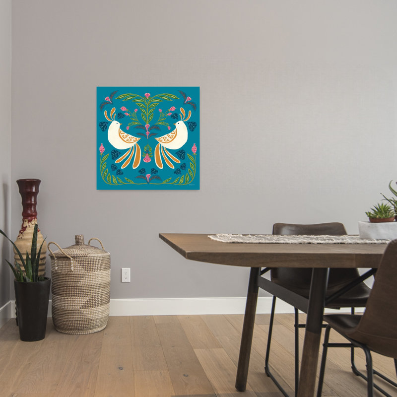 Boho Traveler III, une affiche murale abstraite contemporaine représentant un paysage d'oiseaux et de nature