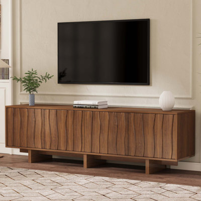 Meuble télé à grain rétro avec porte ondulée pour téléviseur de 75 po ou moins