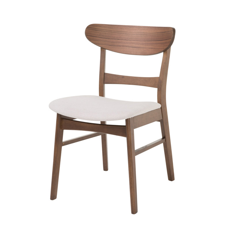 Jevhenas 6 - Person Four Leg Dining Set, Light Beige, Natural Walnut