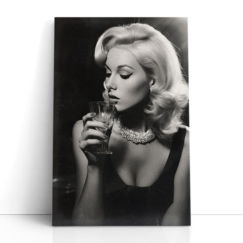 Martini noir et blanc - reproduction d'art sur toile, H 36 po x l 24 po