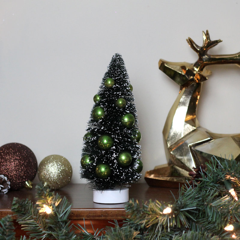 Décoration de table arbre de Noël contemporain vert 8 "avec boules