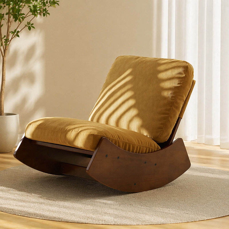 Comfortable Glider Rocking Chair, High-Quality Upholstery Glider Chair, Orange