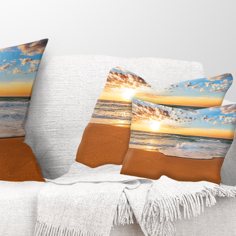 Oreiller incroyable en mer sous nuageux seascape, Rectangle 12" x 20"