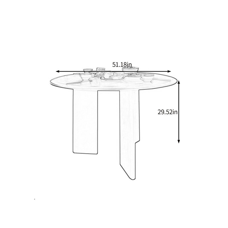 Solid wood round multi-functional dining table, 29.52"H x 51.18"L x 51.18"W
