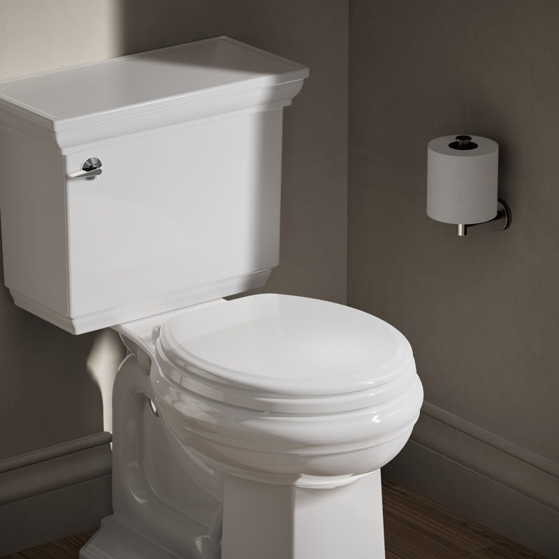 Ridgewood Quiet-Close Compression-Molded Wood Toilet Seat, Round, White