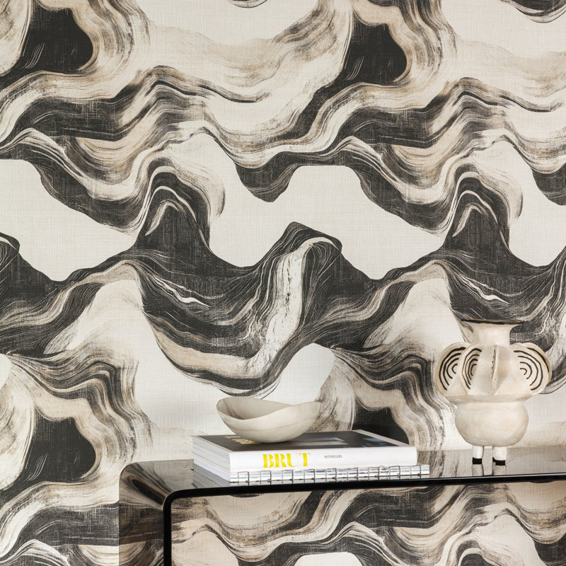 Structured Walls Collection Striking Geometric Wallpaper Roll, Black