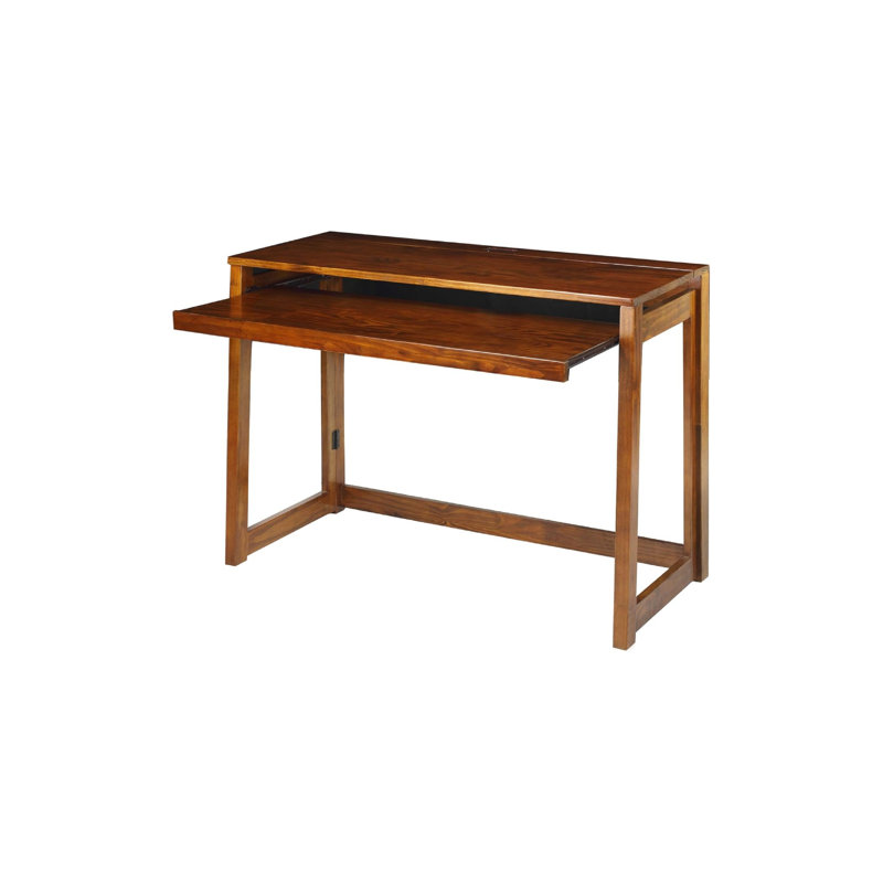Bureau pliable avec coulissant et port USB - brun chaud