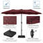Parasol de patio rectangulaire de 15 pi x 9 pi avec base triple Harworth-1645863469