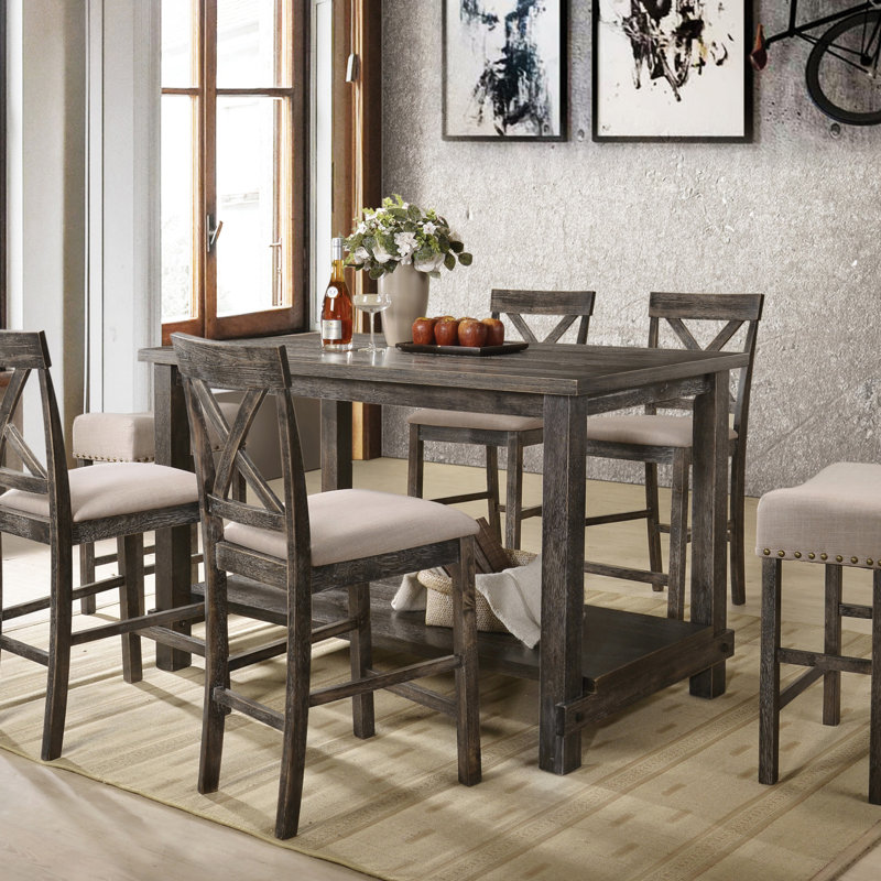 Ensemble de salle à manger à hauteur de comptoir polyvalent avec plusieurs options de sièges, parfait pour les rassemblements décontractés et les dîners formels dans n'importe quel décor.