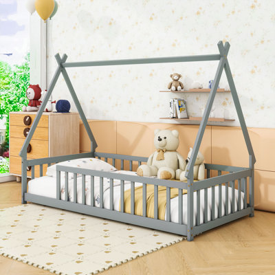 Twin Wood Bed With Guardrails