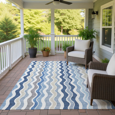 Machine Washable Indoor/Outdoor Chantille ACN2342 Stripes Rug