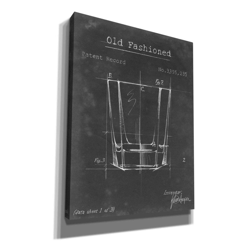Barware Blueprint I - Impression sur toile tendue, H 34 po x l 26 po x P 1,25 po