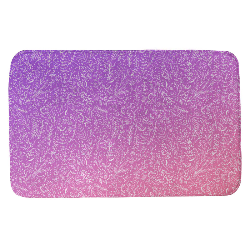Tapis pour salle de bain floral ditsy Leffel, l 17 po x L 24 po, Mauve / Rose