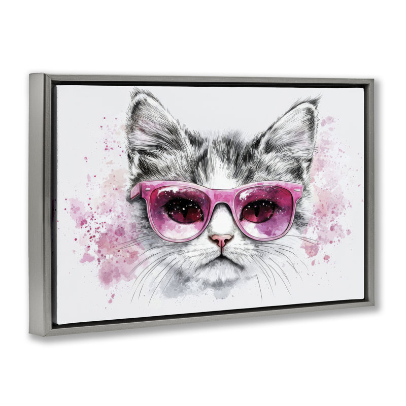 Cadre flottant Cool Cat avec lunettes de soleil, design par LSR Creative Studio, H 17 po x l 25 po