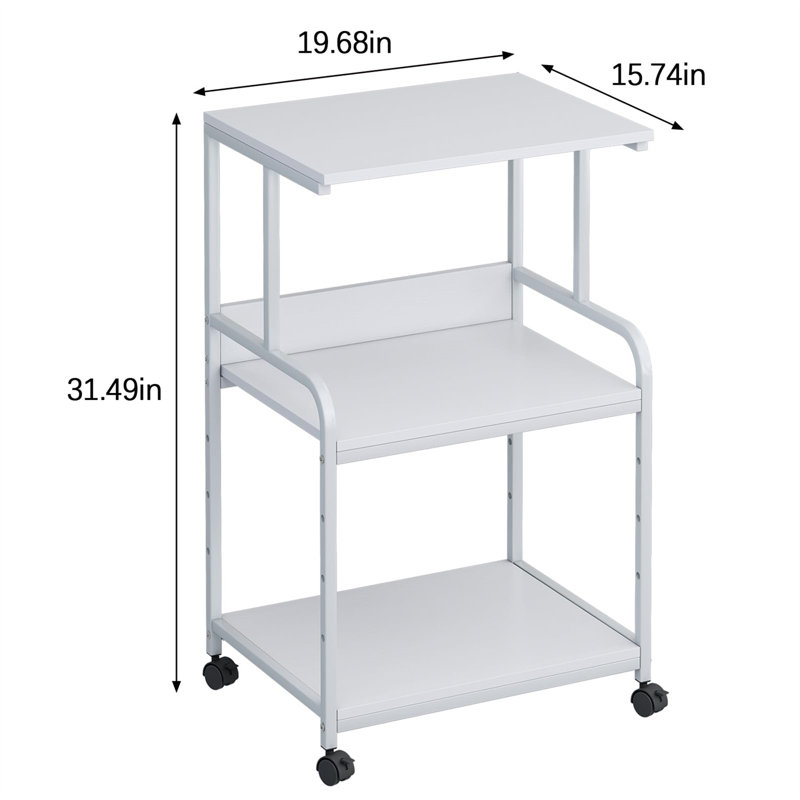 Cecilwood 30'' H Printer Stand with Wheels, 30.98" H x 19.88" W x 15.75" D, White