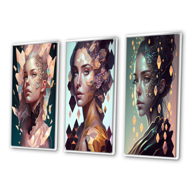 " Crystal Hexagon Woman " 3 - Pieces