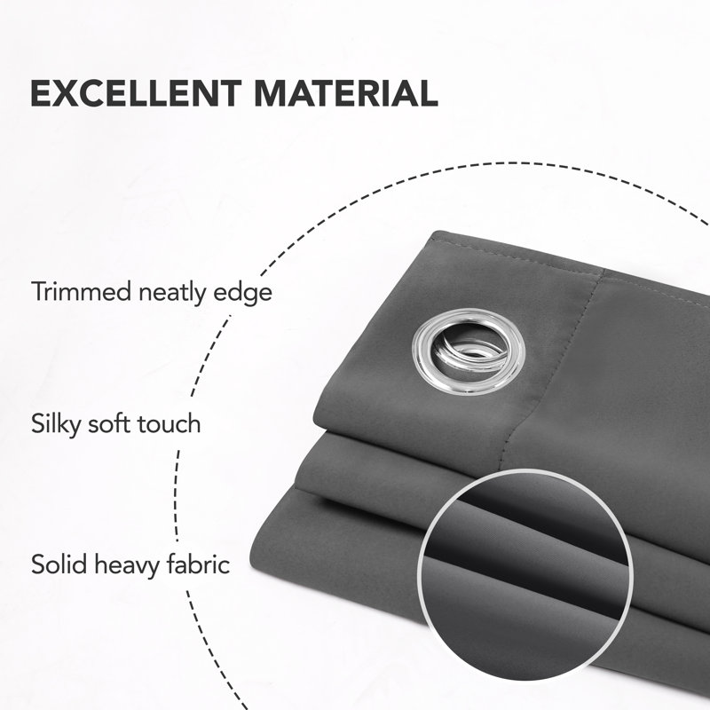 Lompoc Room Darkening Grommet Curtain Panels, Dark Gray, 42" W x 108" L