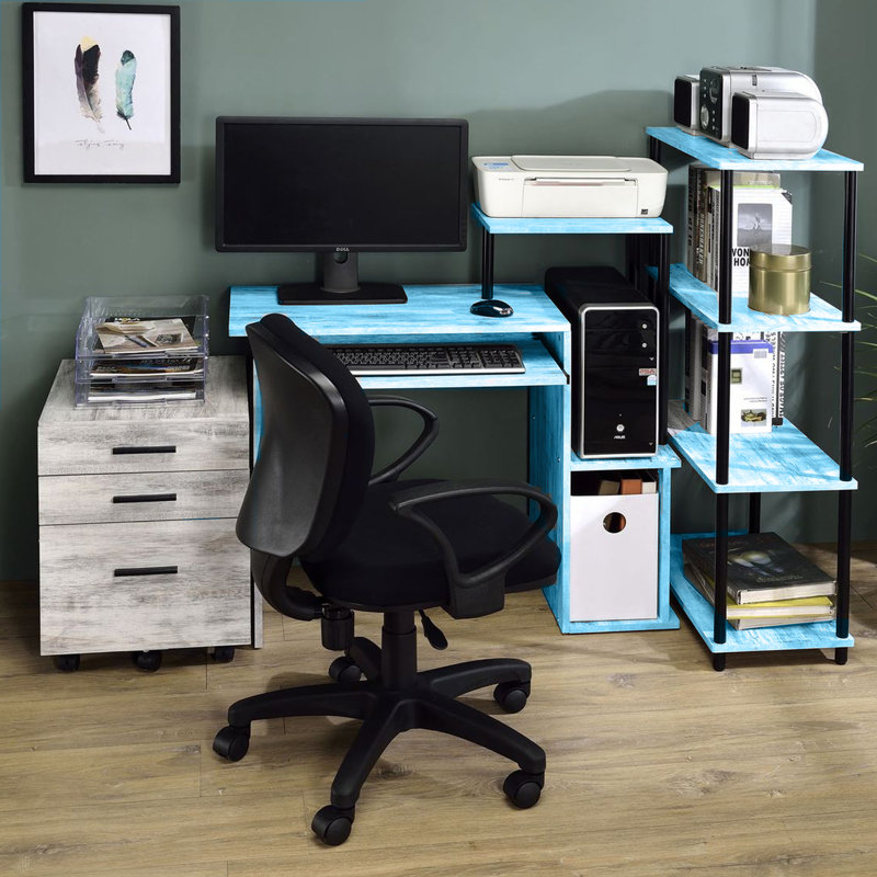 Bureau d'ordinateur avec rangement Lyphre, Brun, H 34 po x l 37 po x P 16 po