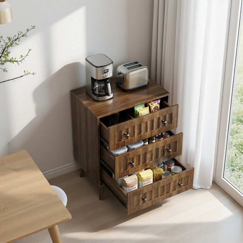 Commode 3 tiroirs moderne en noyer