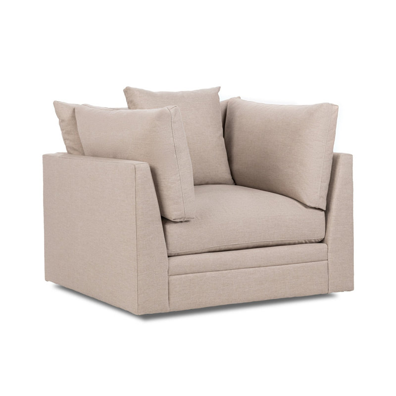 Audrey Upholstered Swivel Armchair, Dawn Twine Performance Upholstery